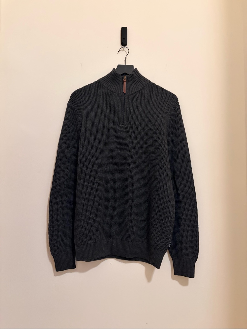 Lands' End Men's Charcoal Gray Half-Zip Knit Sweater